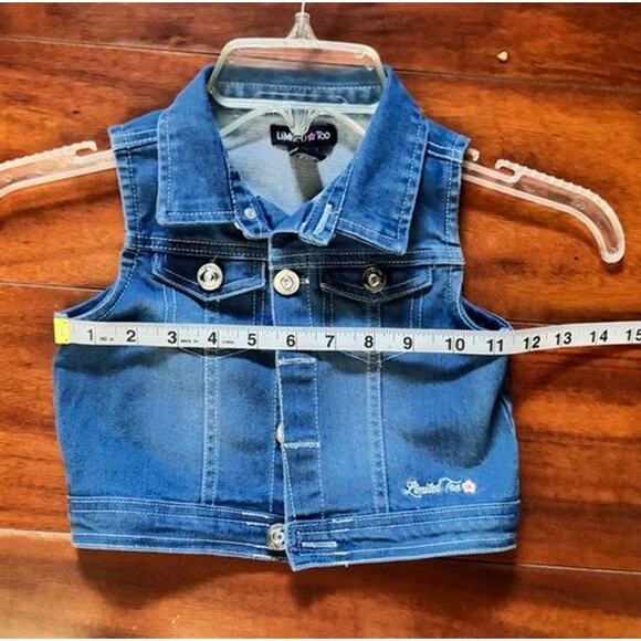 Limited Too Girls Denim Vest Size 3T – Sleeveless Jean Vest, Medium Wash - Picture 12 of 13
